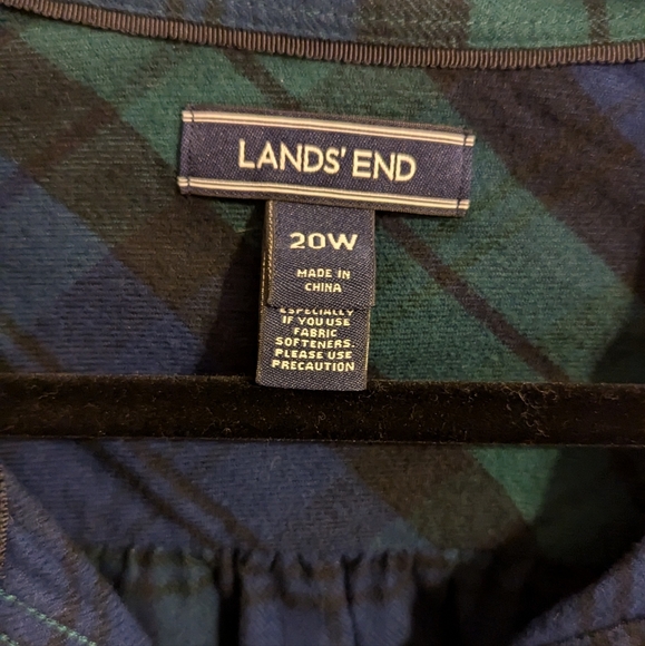 Lands End Blue and Green Flannel size 20W - Picture 4 of 5